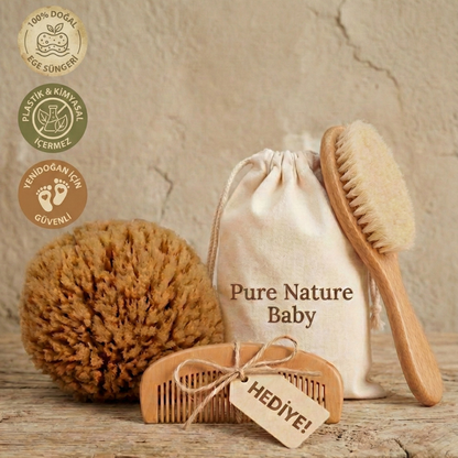 Bebekler İçin Doğal Deniz Süngeri Banyo Seti